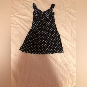 Dark blue and white polka dot dress